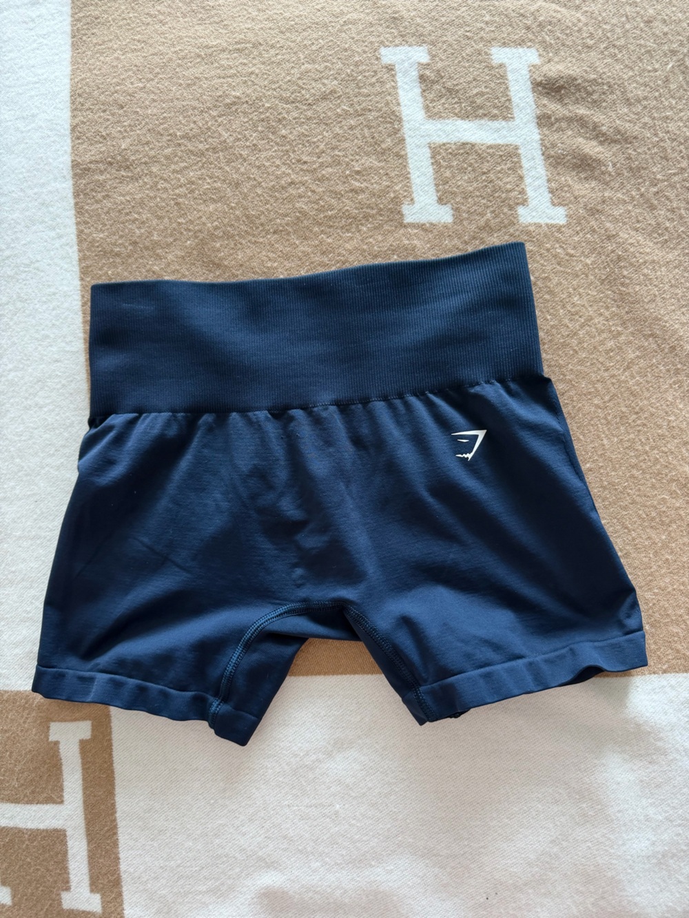 Gymshark Navy High-Waist Athletic Shorts
